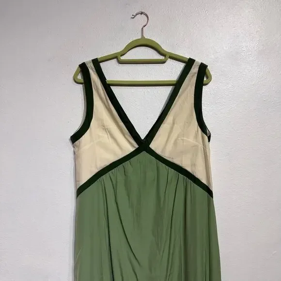 Rotimia Green Colorblock Empire Waist Maxi Dress Boho Sleeveless Sz M - Picture 3 of 11